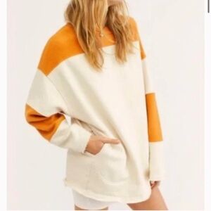 Free People Jordan Oversized Colorblock Pocket Tunic Sweatshirt size small